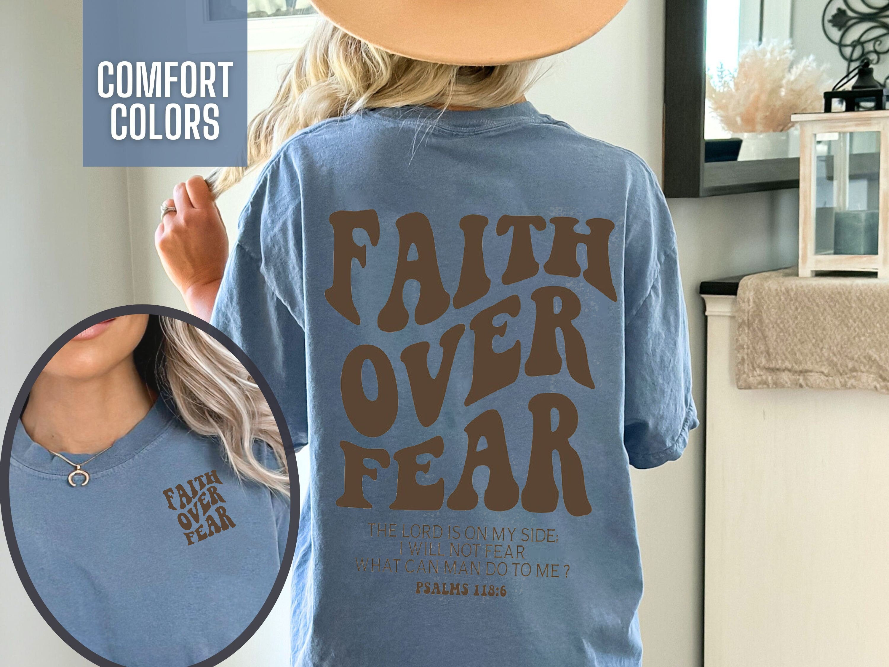 Faith Over Fear Christian Hoodie,Christian Sweatshirt,Jesus Hoodie,Comfort Colors Bible Verse Shirt,Noel Gift Shirt,Church Shirt,Baptism Tee